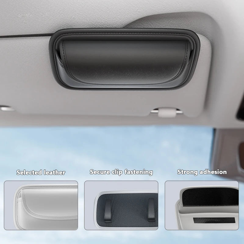 SEAMETAL Car Visor Glasses Case Leatherette Large-Capacity Sunglasses Holder Sun Visor Eyeglasses Protection Box Scratch-Free