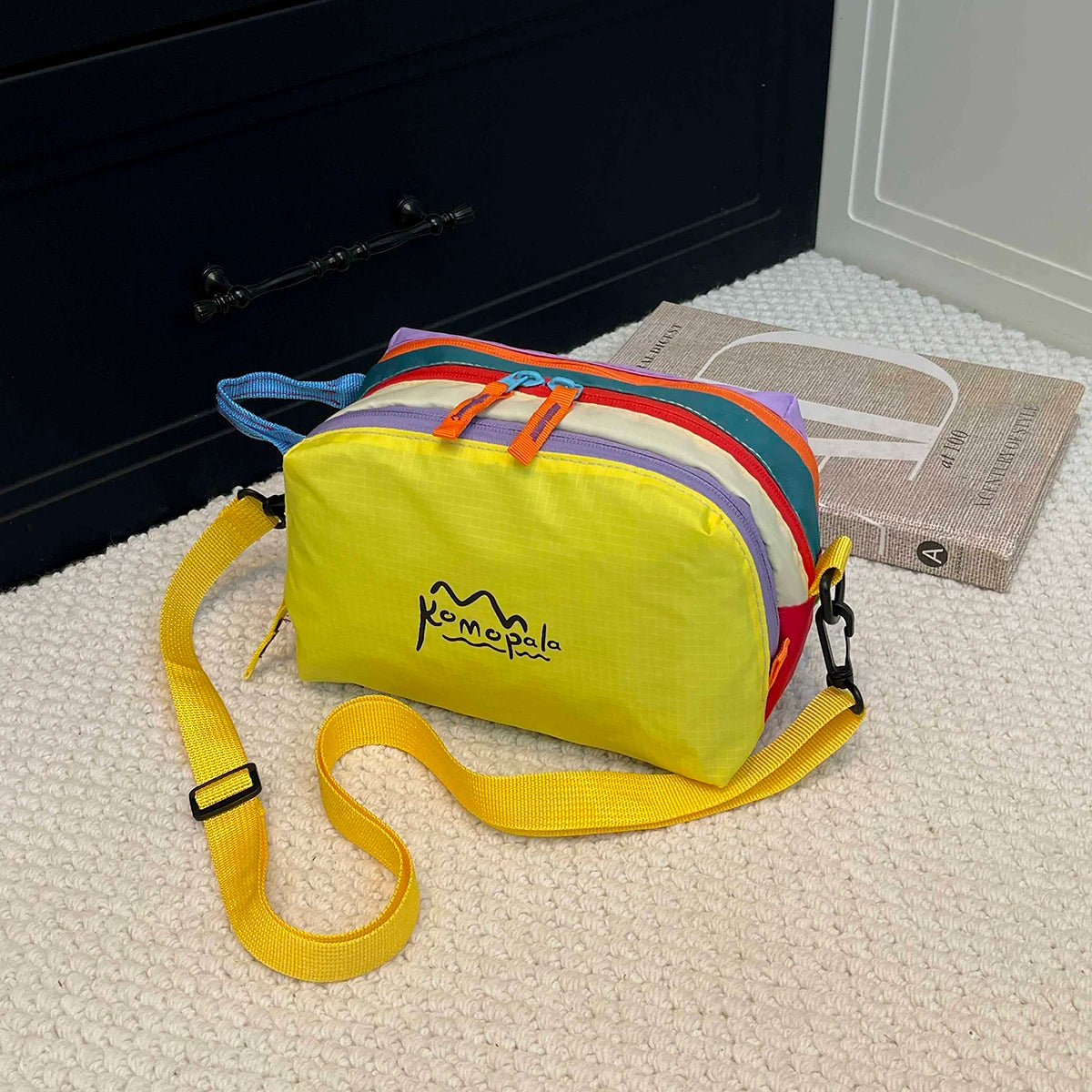 Trendy Personality Dopamine Rainbow Color Diagonal Cross Bag Large Capacity Outdoor Convenient Handheld Travel Makeup Bag