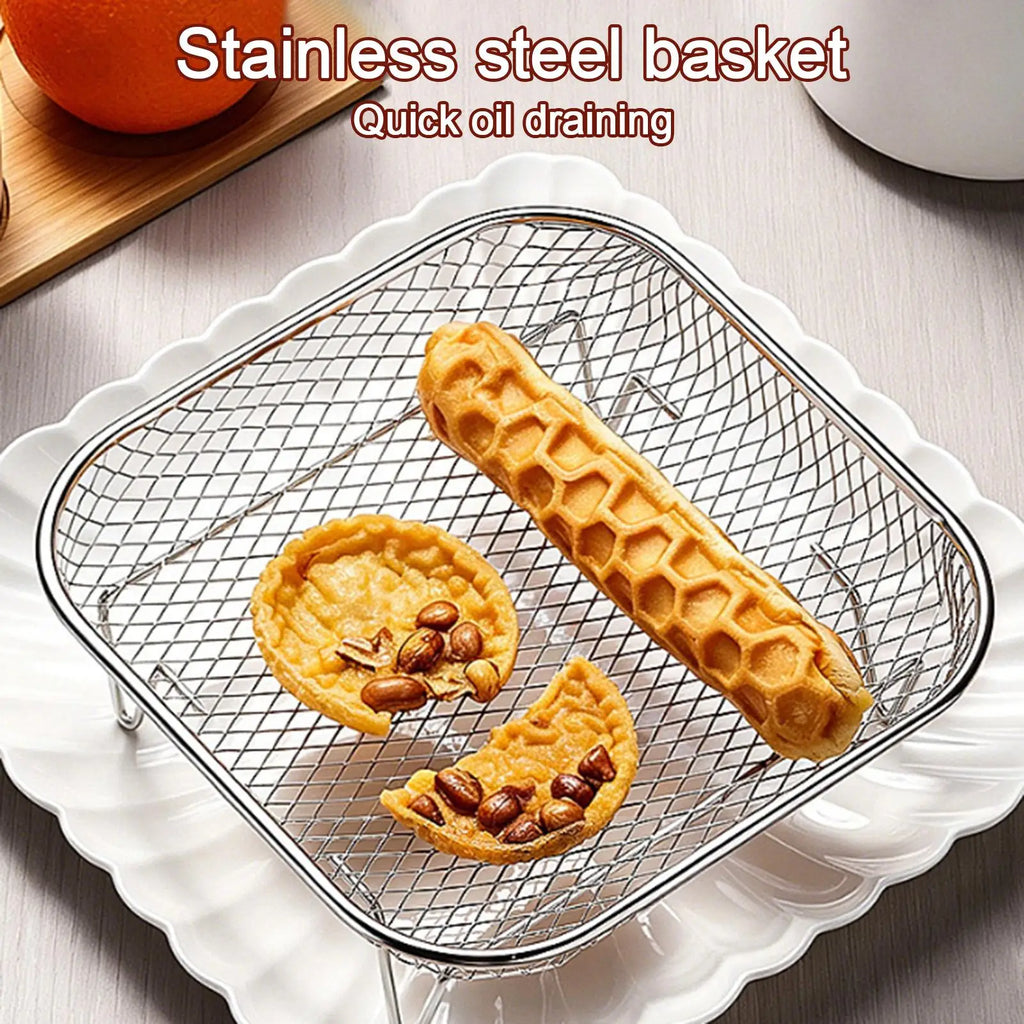 Air Fryer Rack Stainless Steel Stackable Grill No flipping easy clean filtered oil draining grill for Household air fryer