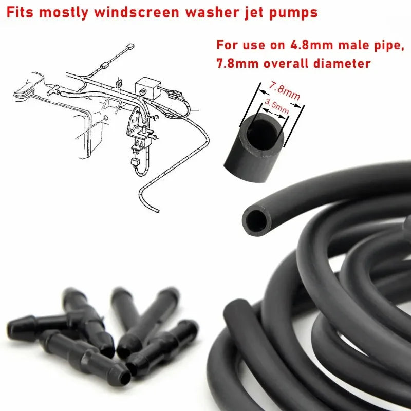 Anti-Leak Heavy Duty Car Wiper Washer Hose 2M+18pcs Connectors Jet Tube Pipe Nozzle Pump Car Wash Maintenance Tools