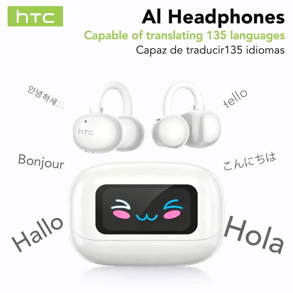 Bluetooth Auricles HTC NE54 Similar NE32 True Wireless Earclip Earbuds Bluetooth 6.0 Touch Color Display HiFi Sound Bone Conduc