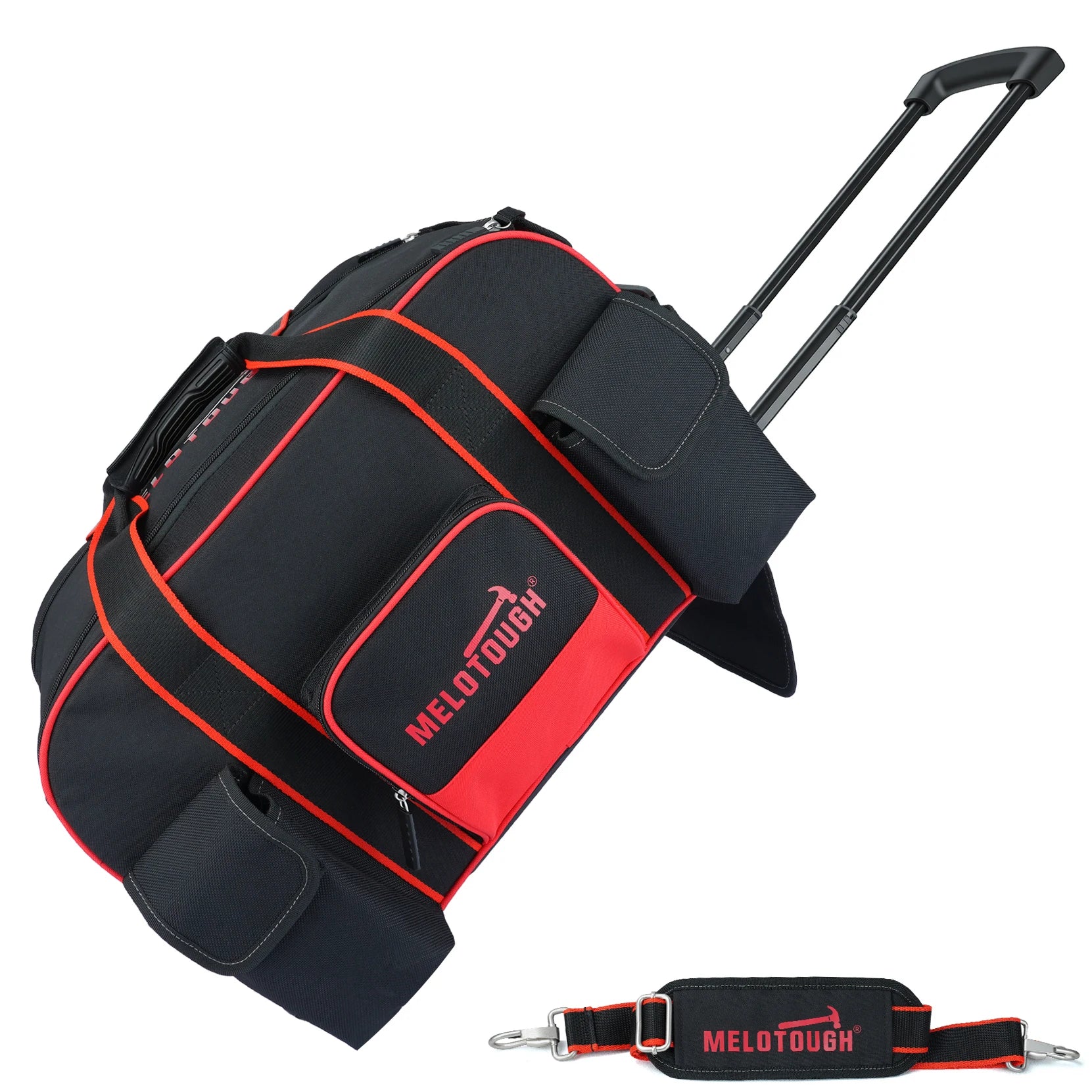 Rolling Tool Bag with Wheels – Heavy Duty Multi-Pocket Telescoping Handle Organizer / Sac à outils à roulettes – Grande capacité poignée télescopique multi-poches