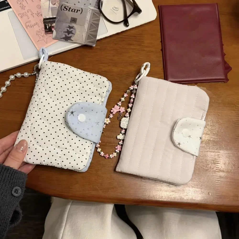 1pc Multi-functional Cloth Passport Holder Star Polka Dot Portable Coin Purse Card Wallet Women Girls