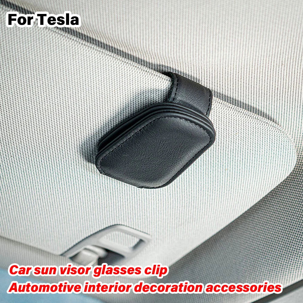 Car Sun Visor Glasses Case Sunglasses Clip Card Ticket Holder Fastener Pen Box For Tesla Model 3 Model Y Model S Model X Plaid