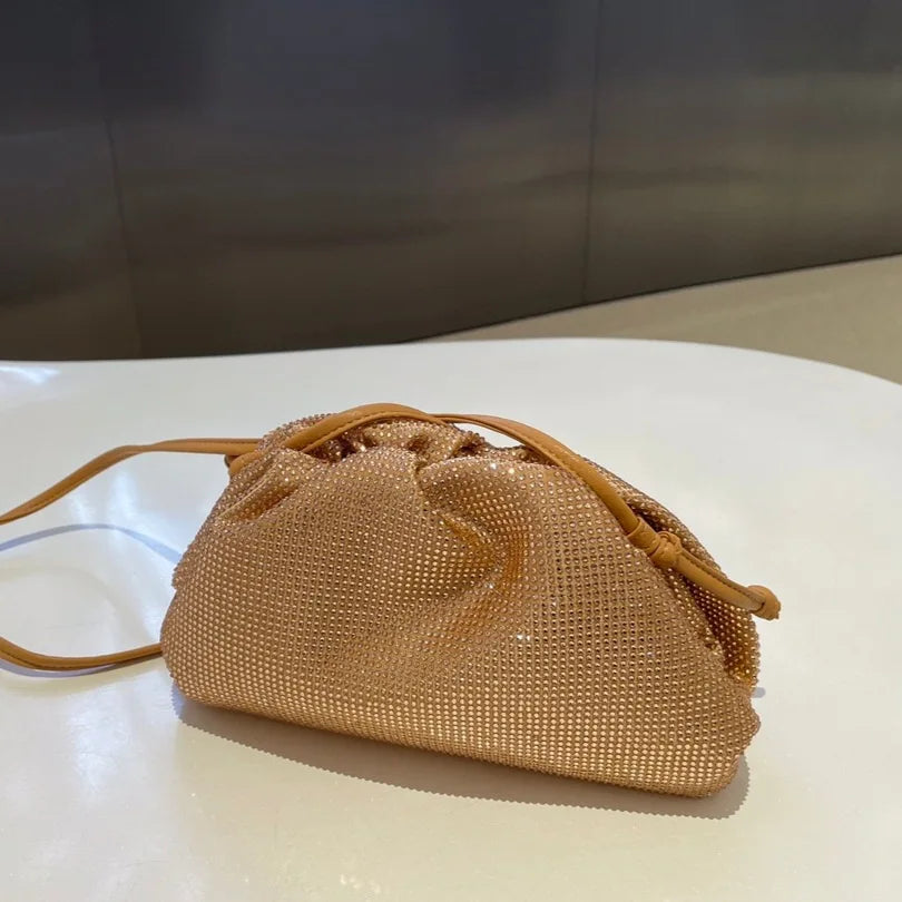 Luxury Designer Glitter Rhinestone Diamond Cloud Bag Evening Bag Wedding Party Clutch Purse Women Handbag Shoulder Messenger Bag