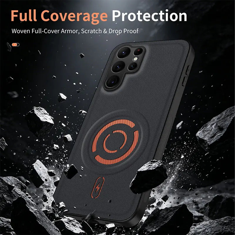 For Magsafe Magnetic Solid Color Soft TPU Frame + PC PU Leather Phone Case For Samsung S26 S24 S25 Ultra Plus FE A57 A56 A55 A54