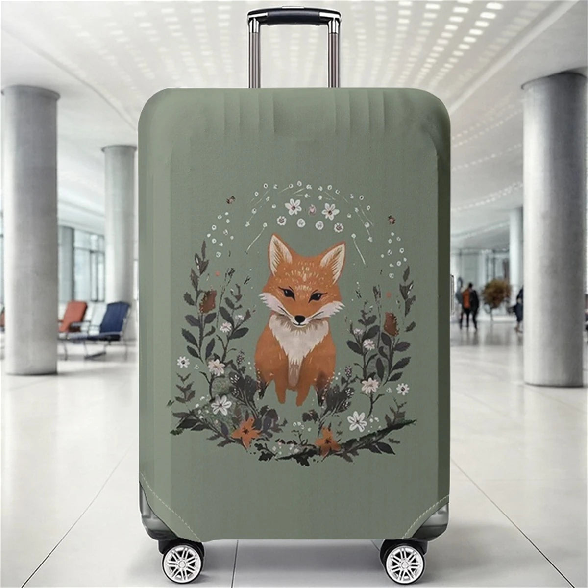 Forest garland fox sage green pattern luggage protection cover, suitable for 18-32 inch luggage covers, luggage handle gloves, t