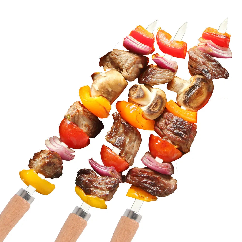 6Pcs BBQ Skewers Outdoor BBQ Tools Professional Grilling BBQ Skewer 340 Stainless Steel BBQ Long Skewers