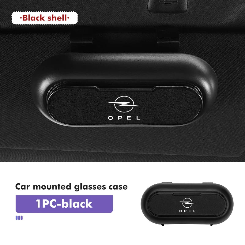 For Opel Car Sunglasses Case ABS Suede Sun Visor Mount Glasses Storage Box Vectra Zafira Meriva Mokka Grandland Vivaro Antara