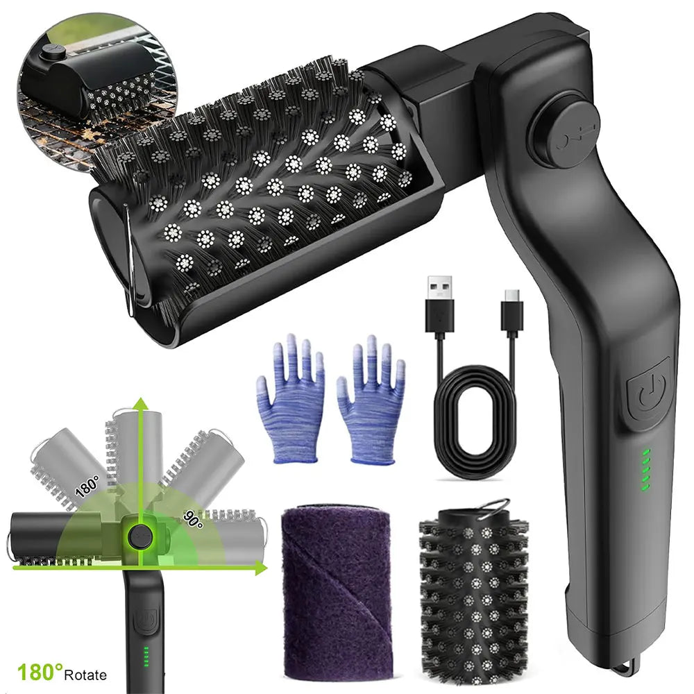 Electric BBQ Rotary Grill Brush, 4-Speed 4000mAh Cordless Cleaner, Adjustable Angle Barbecue Tool for Outdoor Grills Cleaner