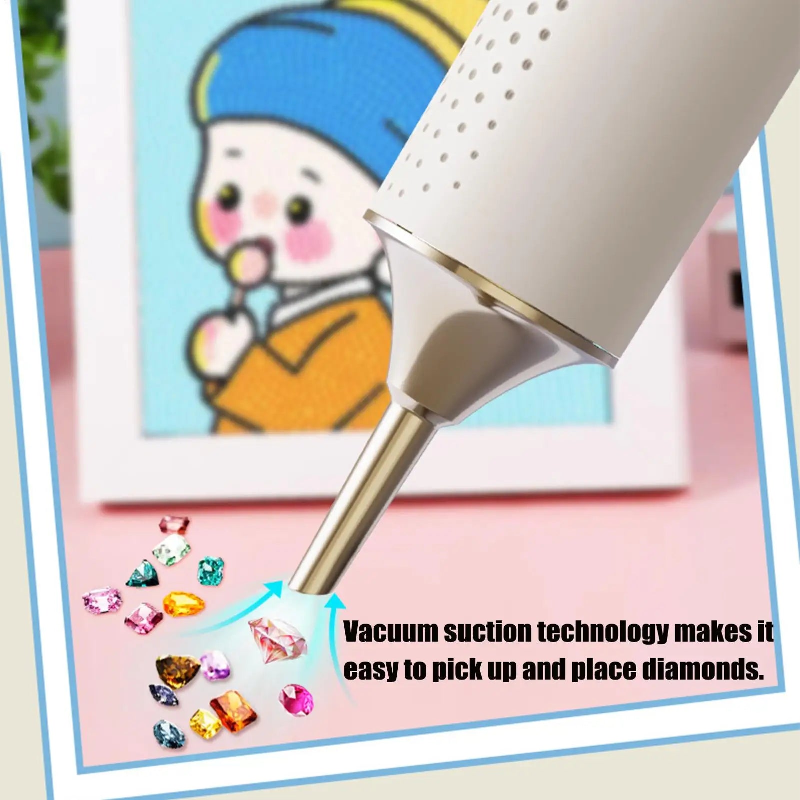Wireless Diamond Art Pen 2 Adjustable Speed Modes Wax-Free Tool for Faster & Precise DIY Rhinestone Painting Rechargeable