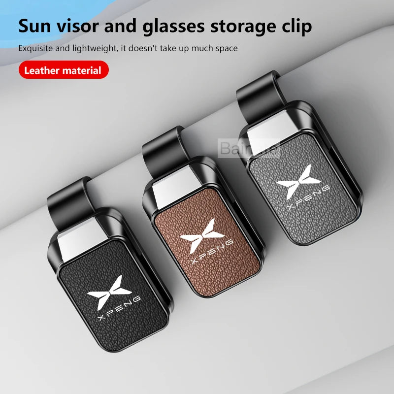 Car Sun Visor Glasses Case Storage, Leather Wear-Resistant Sunshade Sunglasses Holder, For XPENG G6 P7 G9 MONA M03 G3 P5 2025