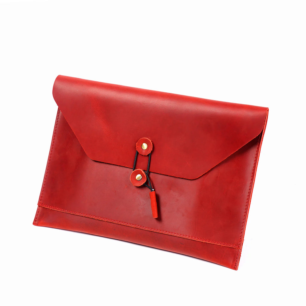 Vintage Top-Grain Leather iPad Case - Multi-Function Laptop Briefcase with Card Slots & File Organizer