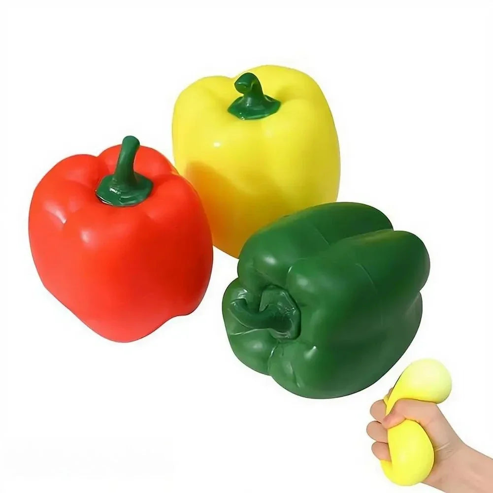 Crunchy Colorful Bell Pepper Stress Ball Handmade Ball Crunchy Squeeze Ball Squishy Toy Fidget Toy ASMR Sensory Anti Stress Toys