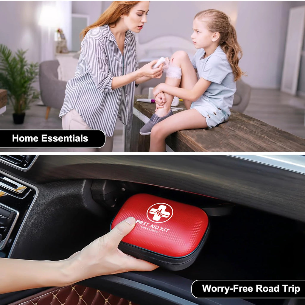 150 Piece Mini First Aid Kit Small Waterproof Hard Shell Medical Kit for Home Car Travel Camping Truck Hiking Sports Office