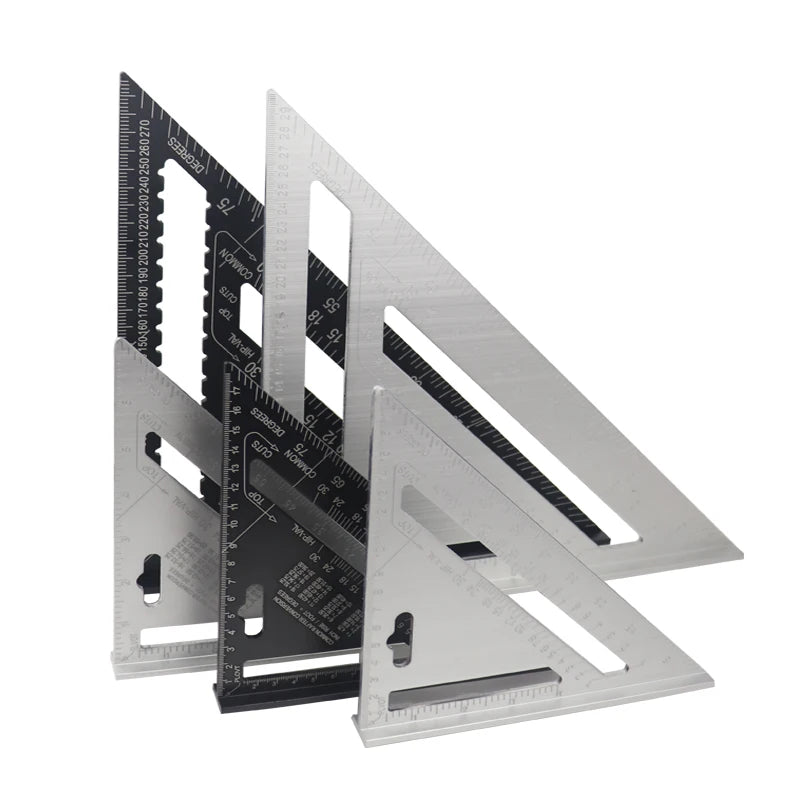 7''/12" Triangle Ruler Square Angle Protractor Aluminum Alloy Right Angle Ruler For Building Framing Carpenter Measuring Tools