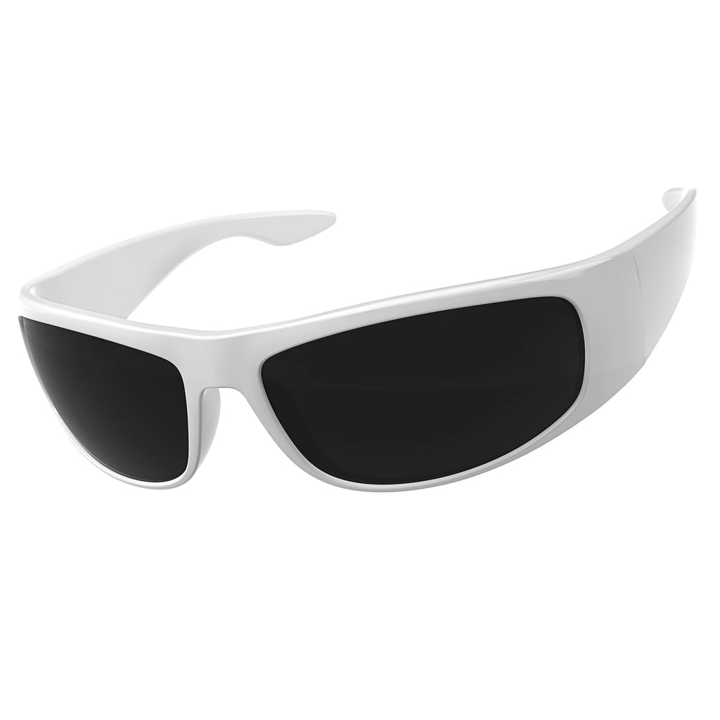 MAXJULI Super Dark Sunglasses for Men Black Wrap Around Sunglasses forUV400 Protection W8005