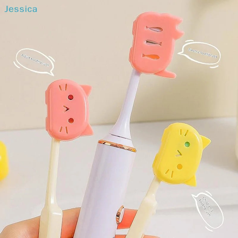 ♥Cartoon Cat Toothbrush Head Cover - Dustproof & Breathable Travel Case for Toothbrush Protection