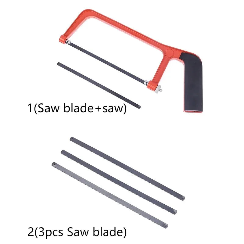4 in 1 All-Purpose Mini Hand Saw Set, Includes Frame & 4 Blades for Cutting Wood, Metal Pipes, PVC & DIY Home Projects