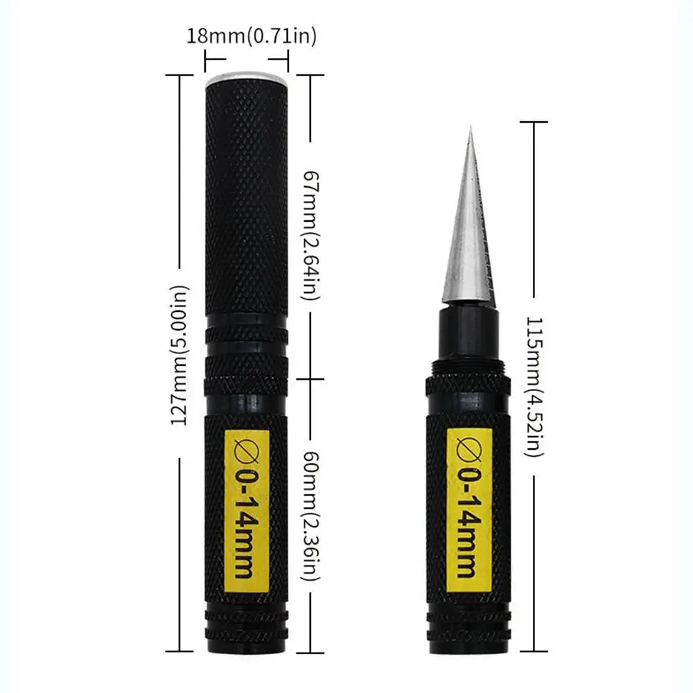 0-14mm Steel Hole Opener Portable Woodworking Enlarge Pin Hole Center Punch 127*18mm Manual Drill Reamer Positioning Tool