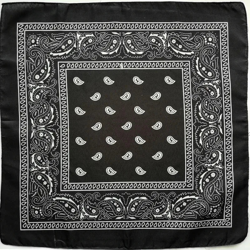 1/2PCS Fashion Hip Hop 100% Cotton Bandana Square Scarf 55cm*55cm Black Red Paisley Headband Printed For Women/Men/Boys/Girls