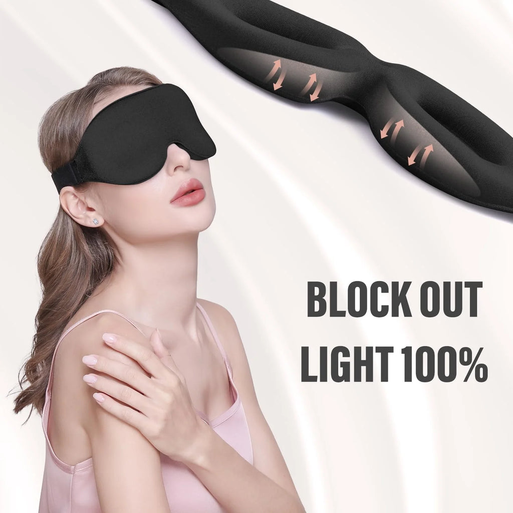 1pc Unisex 3D Sleep Mask, Light Blocking Eye Shade for Side & Supine Sleepers,Soft Breathable Polyester Eyepatch with Adjustable
