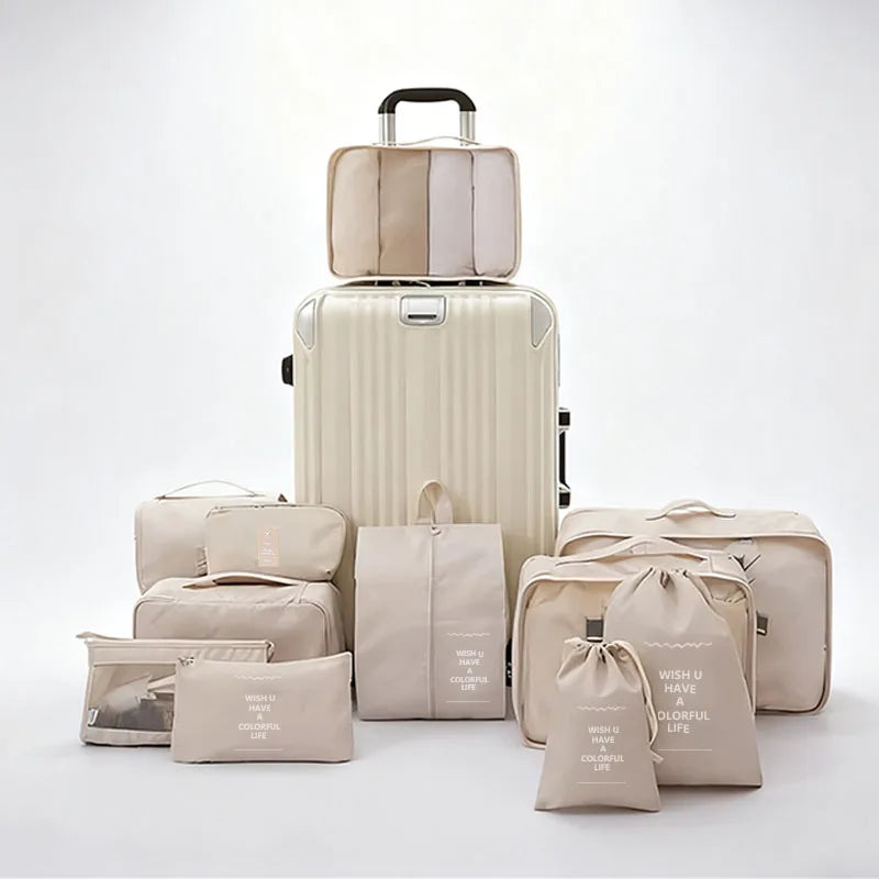 11Pcs Travel Packing Cubes Set Waterproof Luggage Organizer Drawstring Storage Bags for Clothes Shoes Underwear Cosmetic