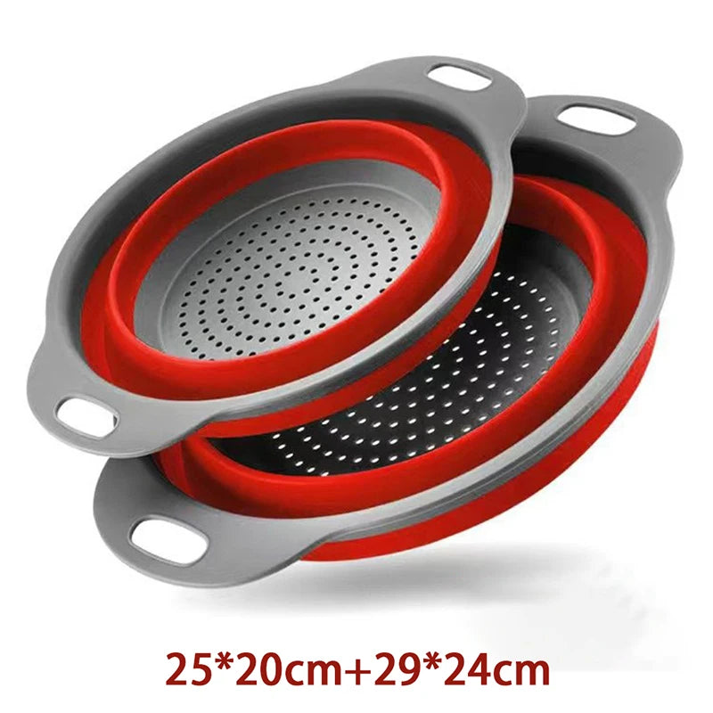Silicone Folding Drainer Basket Portable Kitchen Strainer Fruit Vegetable Washing Folding Drainer Kitchenware Drain Device