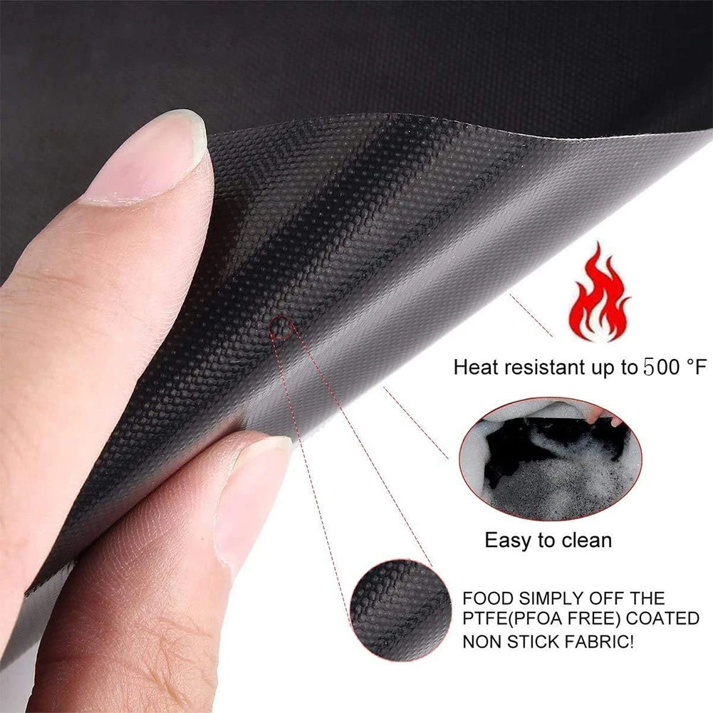 Non-Stick BBQ Grill Mat Set – Reusable PTFE Grill Liner | Tapis de Gril BBQ Antiadhésif Réutilisable