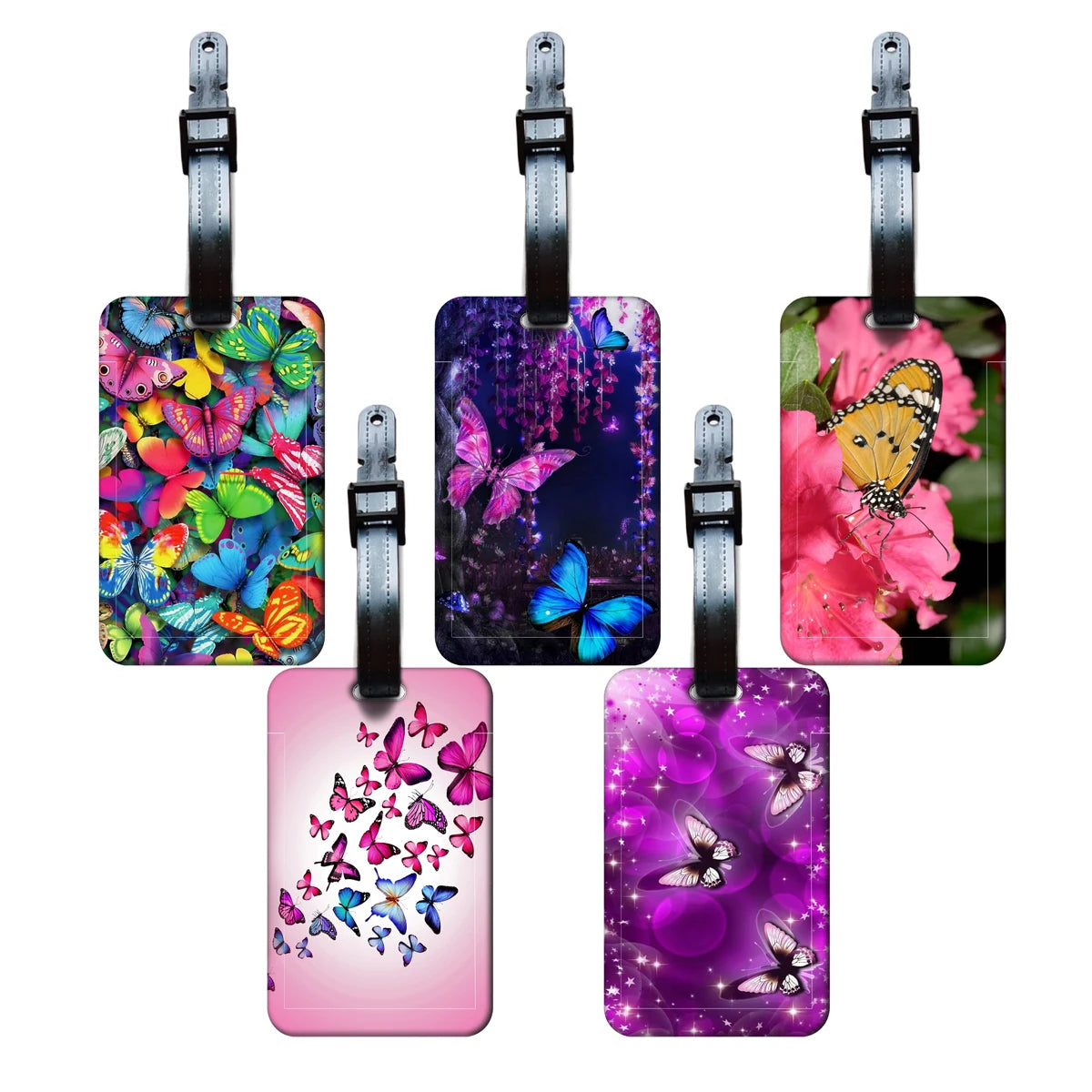 Women love Butterfly Luggage Label Travel Luggage Tag Girls Suitcase ID Address Holder Baggage Boarding Portable Suitcase Ticket