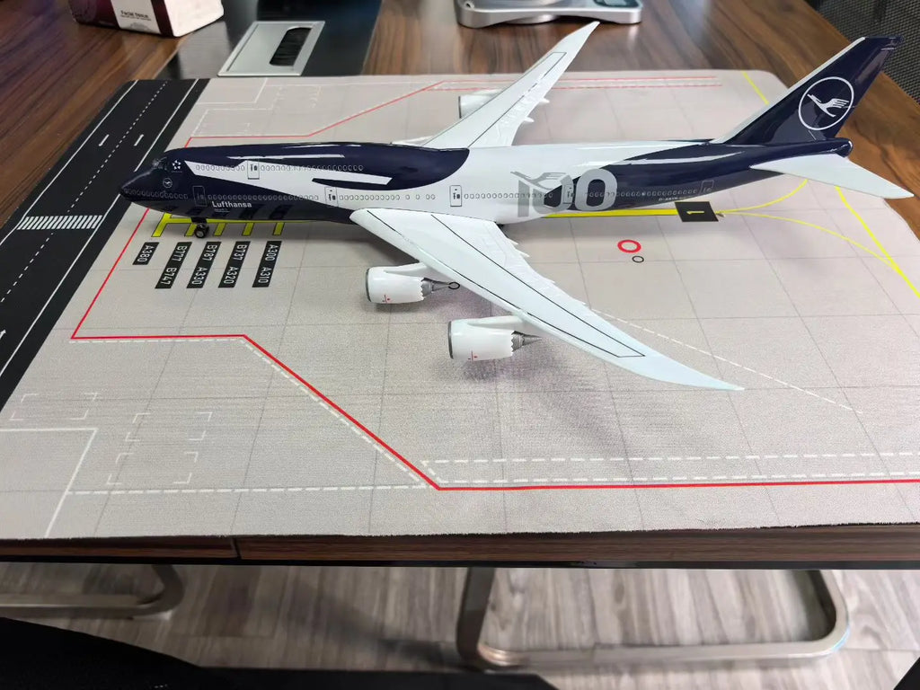 47cm Collectible Plane b747 Lufthansa 100years Diecast Airplane Model Kits Resin W Light and Wheel Aircraft Jet Model