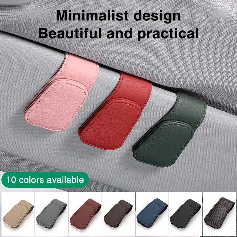 JFBONIN Universal Car Auto Sun Visor Eyeglass Hanger Clip Leather Glasses Holder Magnetic Multi-Function Automobile Accessories
