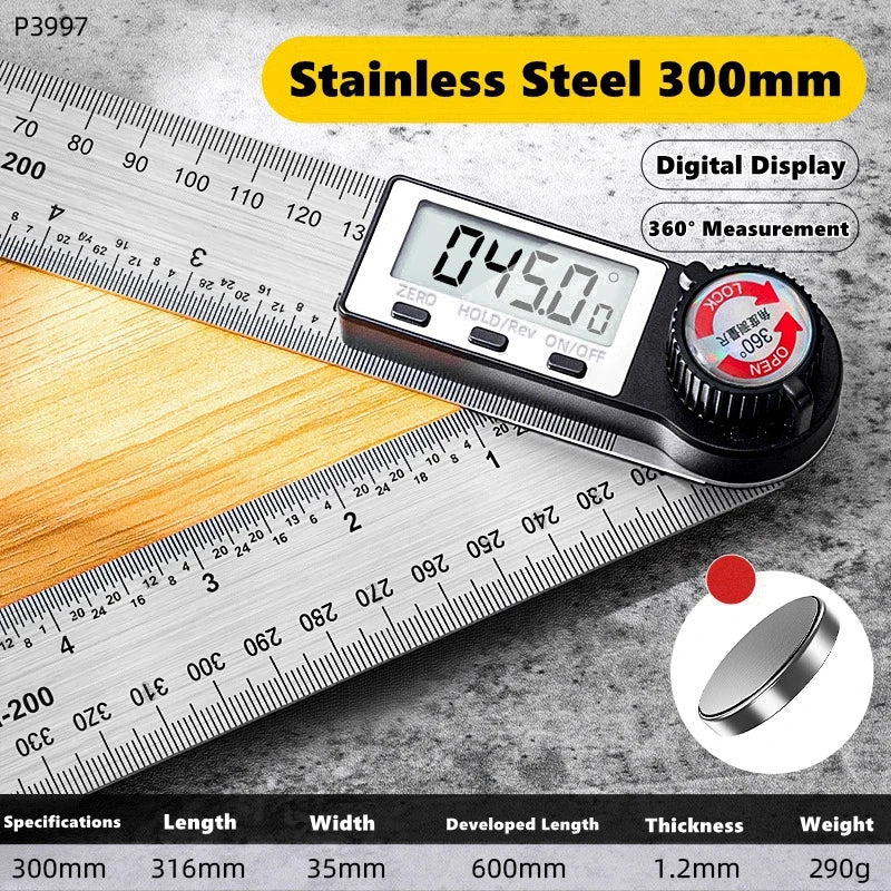 200/300/500mm Digital Angle Ruler Detector Scale Suitable for Woodworking Measurement Tools High Accuracy Mutifunction Tools