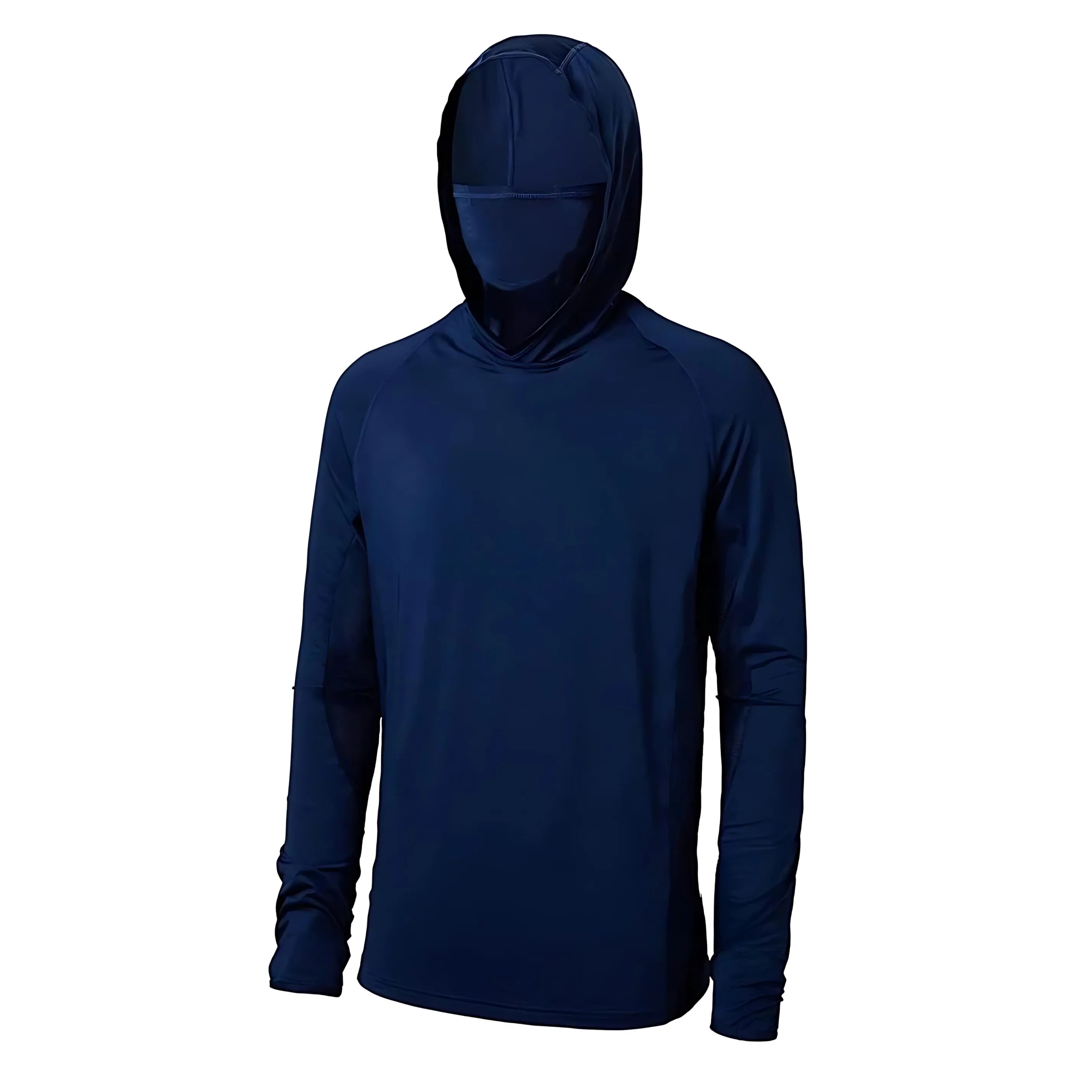 Men's long-sleeved T-shirt with sun protection hooded jacket protective mask one-piece outdoor long-sleeved cap shirt