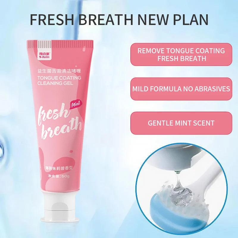 Natural Tongue Cleaner Gel - Remove Bad Breath, Whitening Tongue Scraper Gel for Adults, Fresh Mint Flavor