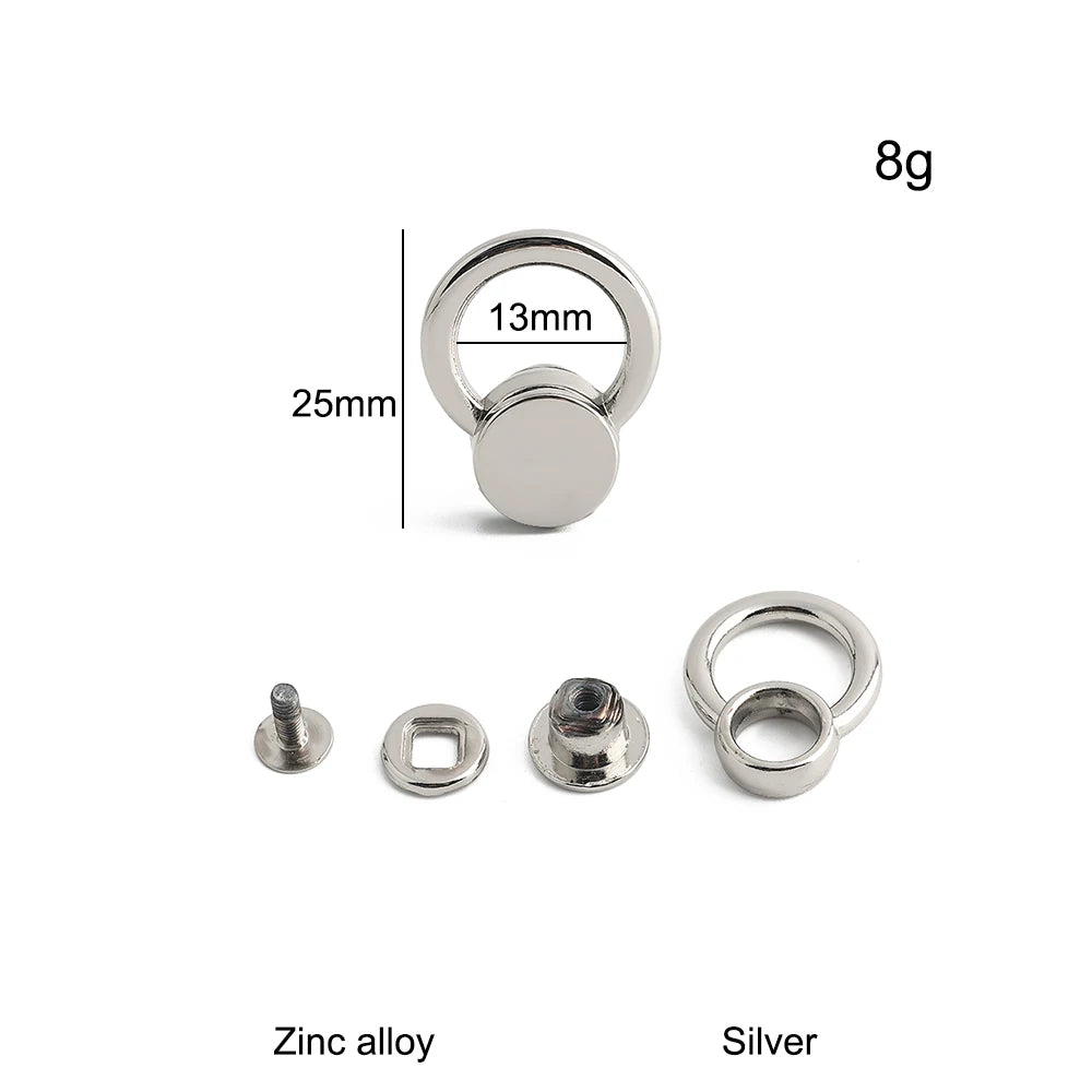 10/40/100PCS Metal O Ring Stud Rivet Screwback Bag Side Edge Anchor Buckles With Screws For Purse Handbag Belt DIY Accessories
