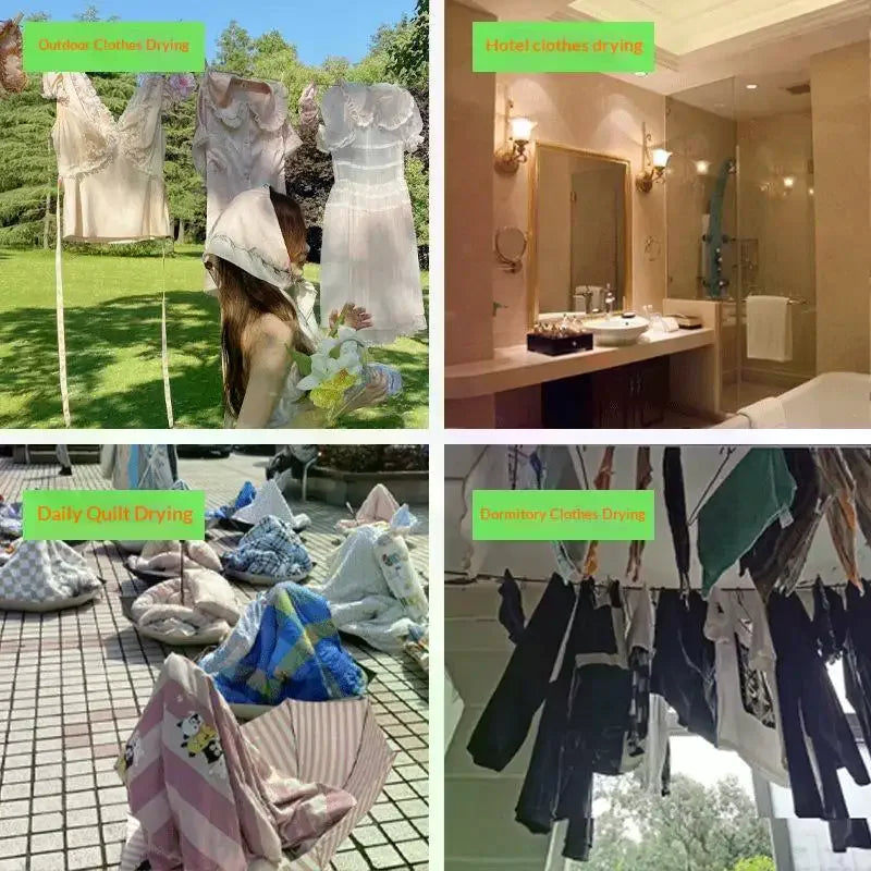 1PC Retractable Travel Clothesline 8M Laundry Drying Rope Windproof Anti Slip Outdoor Hotel Camping Accessories Dry