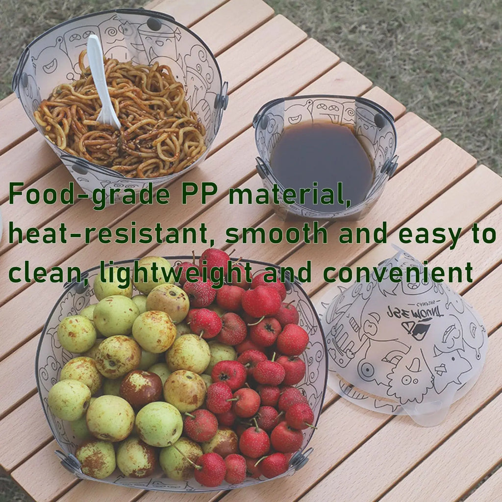 Outdoor Camping Folding Lightweight 9cs set folding bowl Tableware Camping Supplies Portable Bowl Plate Filter Folding Tableware