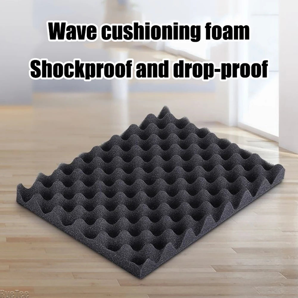 2PCS 30x30cm Toolbox Wave Sponge Shock Absorbing Toolbox Foam High Density Lining Noise Reduction Sound Insulation Cushioning