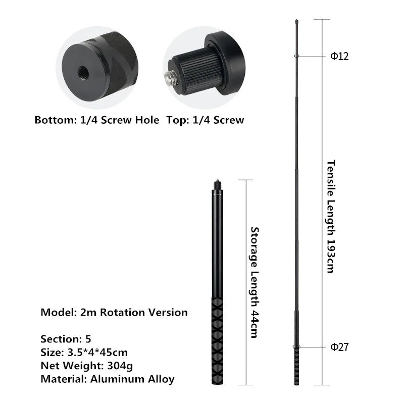 For Insta360 X5 X4 X3 Invisible Selfie Stick Extended Selfie Stick for GoPro 13 12 DJI Action 6 5 4 Camera Aluminum Stand