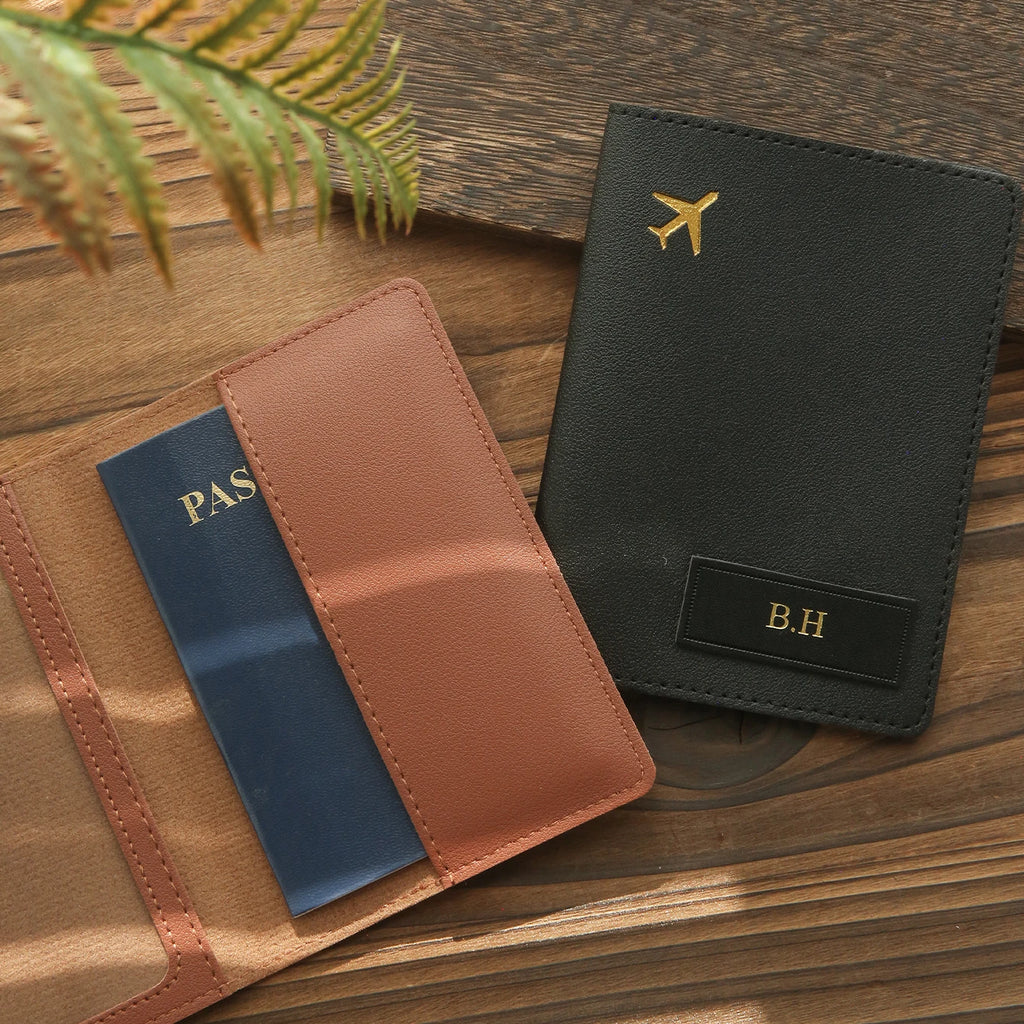 Custom Hot Stamping Name Passport Cover Minimalist Leather Passport Holder Personalized Travel Document Case, Unique Travel Gi