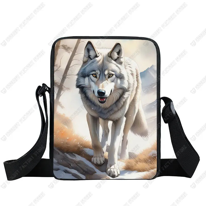 Howling Wolf Pattern Crossbody Bags Wolf Under The Moonlight Women Handbag Shoulder Bags Messenger Bag Key Phone Holder Book Bag