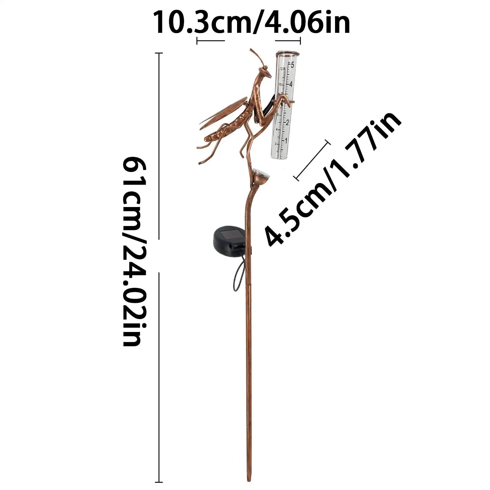 Iron Water Rain Gauge Mantis Solar Lights Rain Gauge Outdoor Decorative Handicraft For Precipitation Weather Forecast Garden