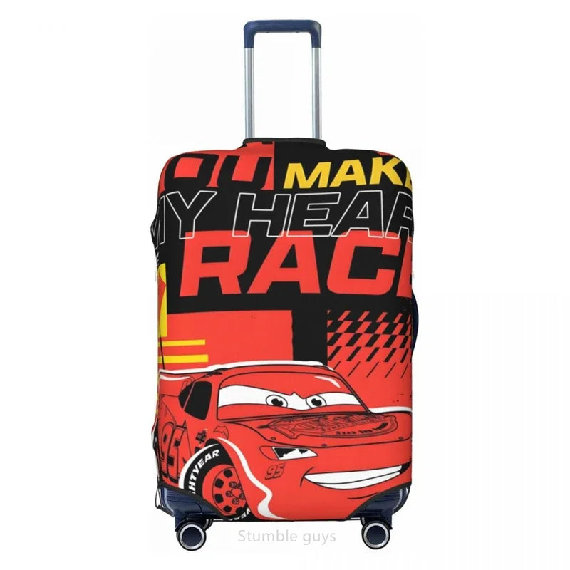 Travel Essential Elastic Luggage Cover Car Print Fits 18-32 Inch Suitcases Durable Dustproof Washable Anti-Scratch