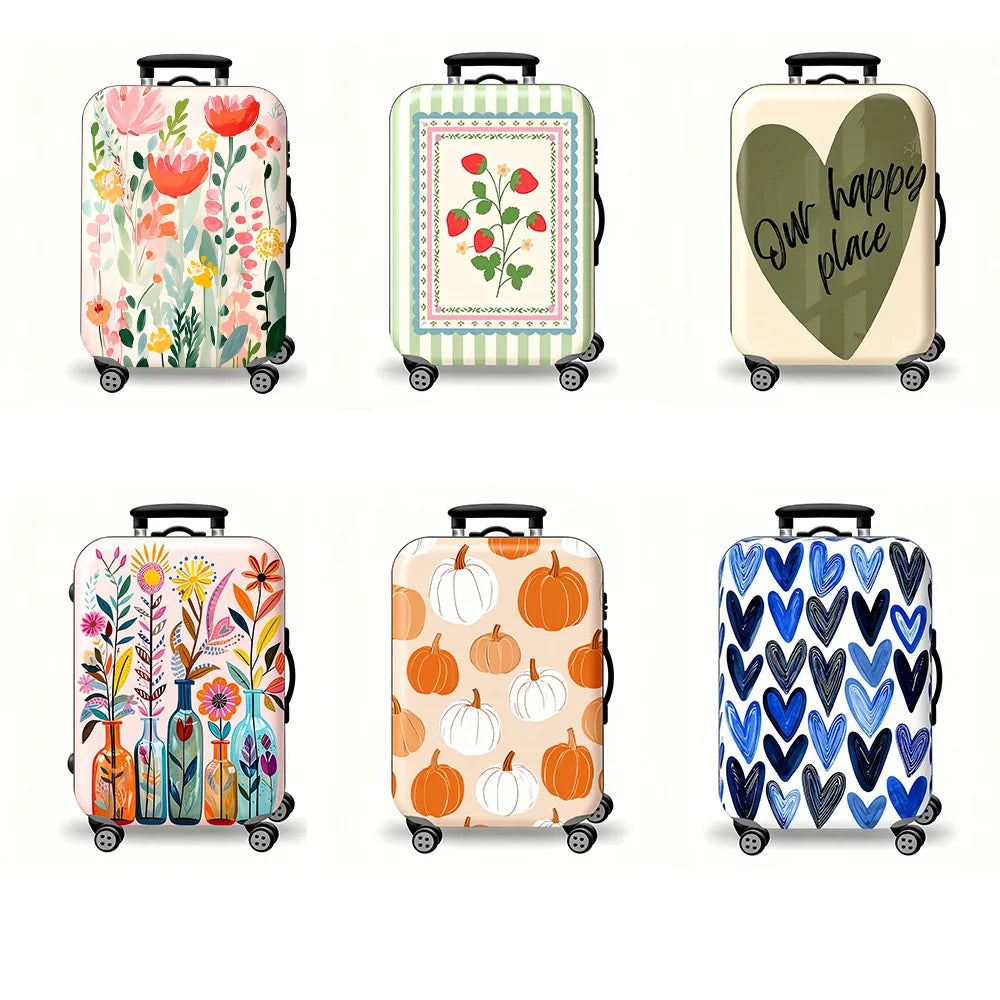 Sweet and cute flower love printed suitcase cover, elastic fabric washable travel trolley case cover