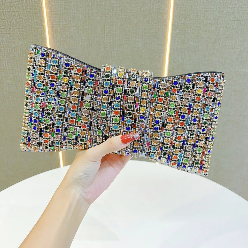 New Luxury Diamond Clutch Bag Women Retro Shoulder Bag Small Evening Purse Dinner Bag