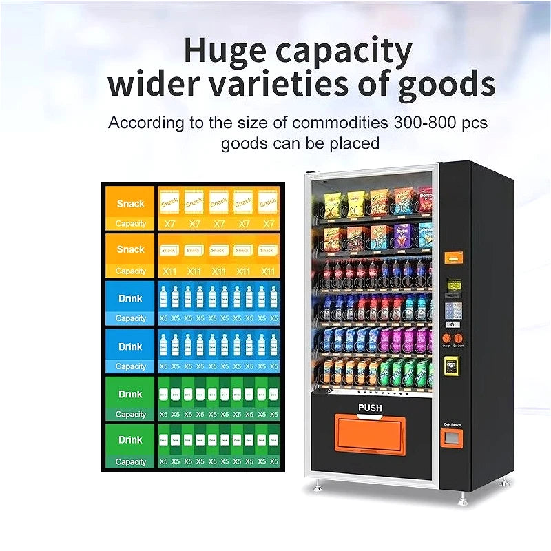 Snack Vending Machine Automatic Drink Beverage Dispenser Refrigerated Smart Retail Kiosk Office Mall Customized