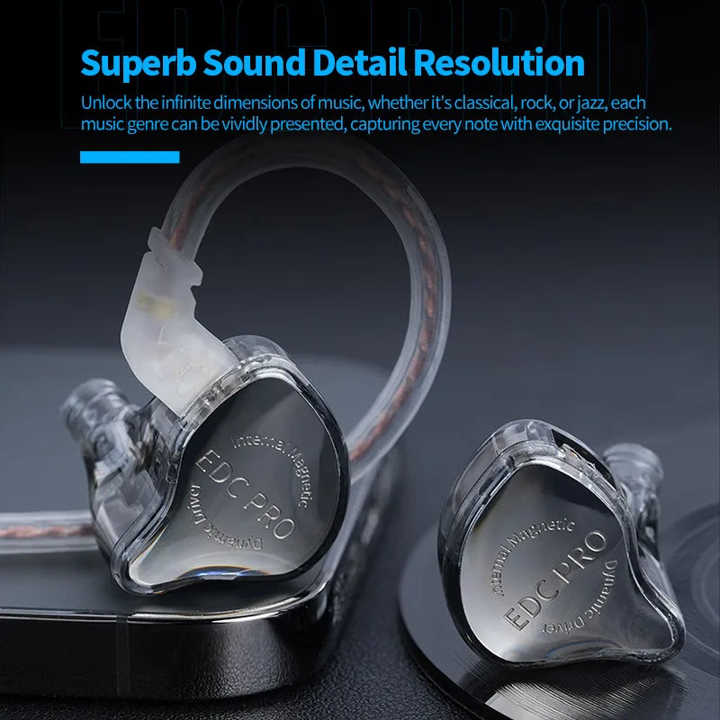 KZ EDC Pro Headset Dynamic In-Ear Monitor HiFi Wired Headphone Bass Stereo Game Music Earbuds Sports Noise Reduction Earphon edx