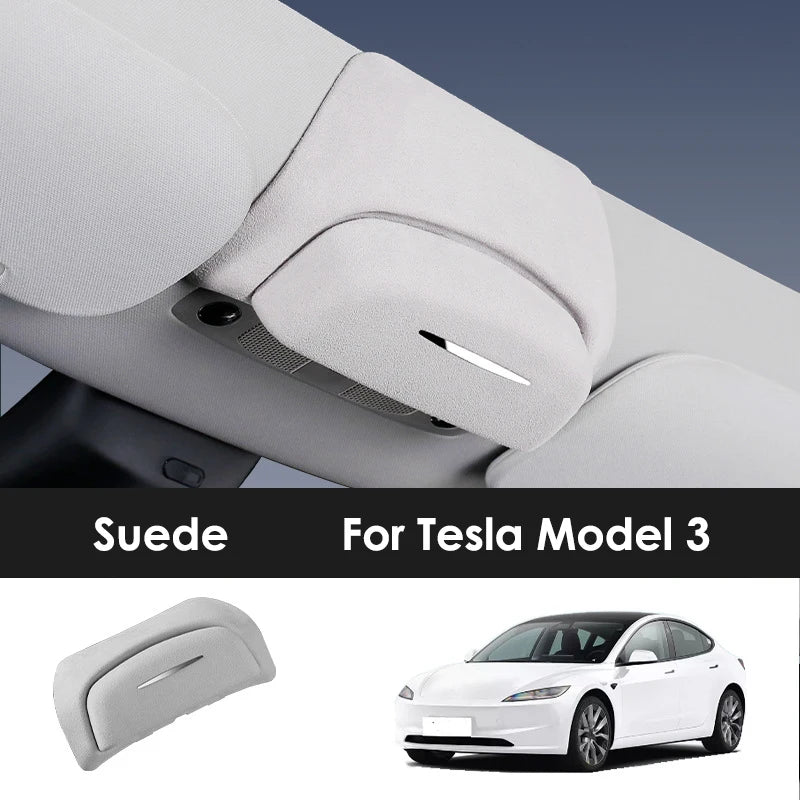 Car Glasses Case Wear-Resistant Sunglasses Holder Storage Box ABS/Suede For Tesla Model 3 / Y / 3 Highland / Y Juniper