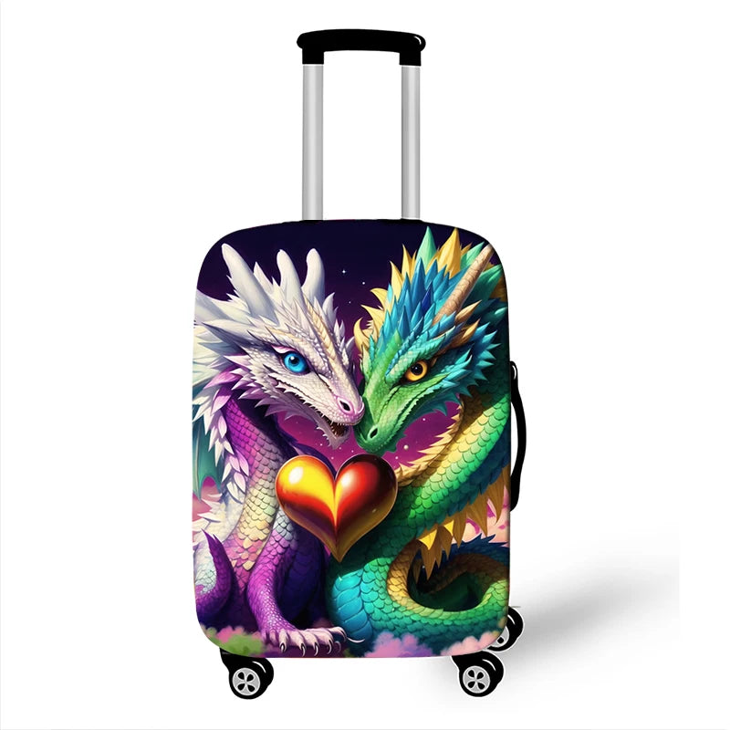 Cute Dragon Baby Print Luggage Cover Fantasy Animals Accessories Elastic Trolley Case Protective For Travel Anti-dust Covers